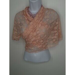 Pink Lace Knot Scarf Embroidered Fringe  Veil Shawl Scarf‎ Wrap Prom Wedding